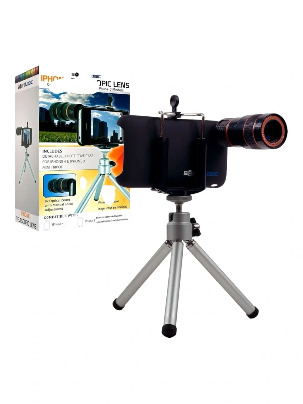 Sound Logic Telescopic 8X Lens & Tripod Kit for iPhone 3 & 4